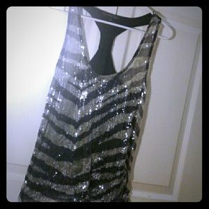 Sheer sequined tank top